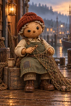 The Net Mender at the Harbor